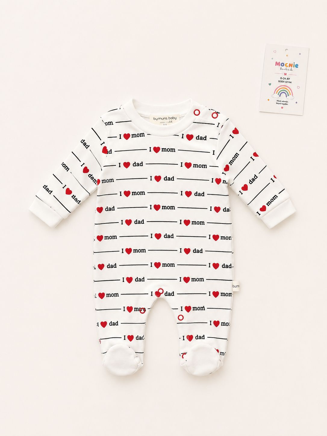 Mom & Dad Yazılı Patikli Evander Bebek 5´li Set Tulum