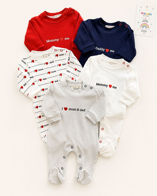 Mom & Dad Yazılı Patikli Evander Bebek 5´li Set Tulum