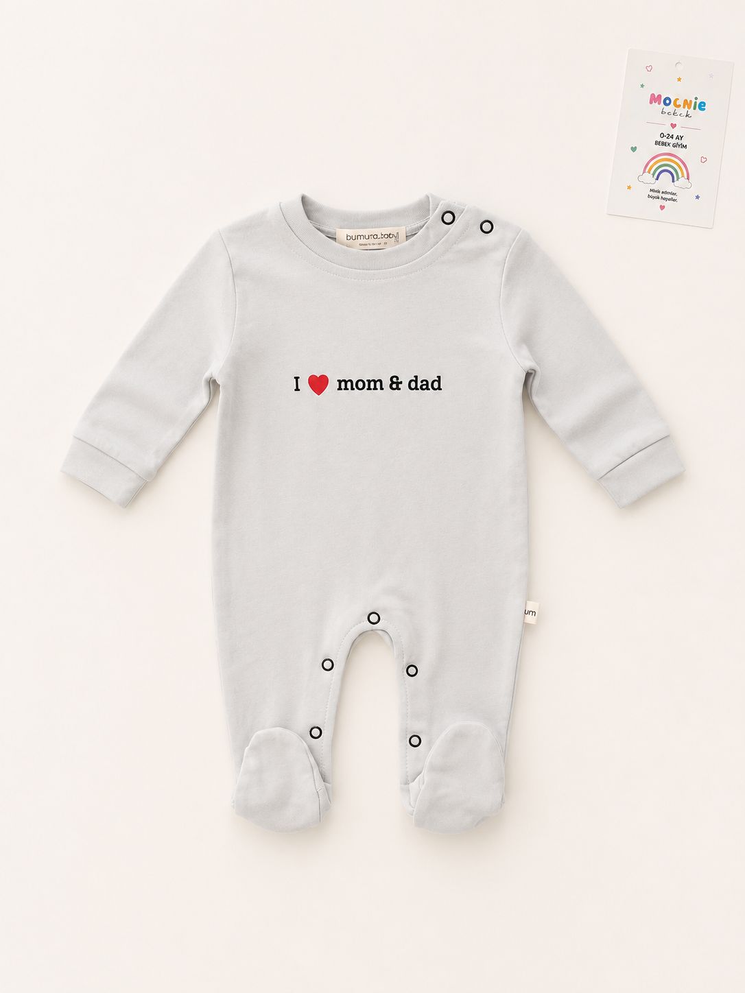 Mom & Dad Yazılı Patikli Evander Bebek 5´li Set Tulum