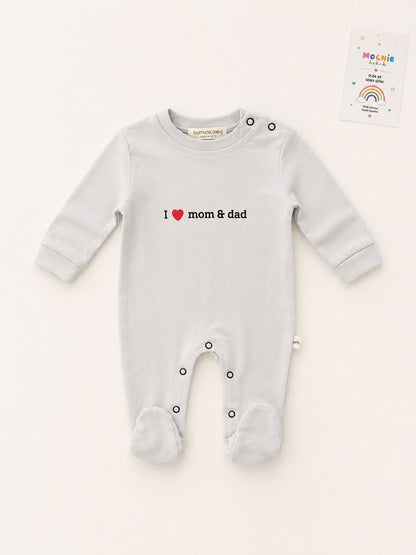 Mom & Dad Yazılı Patikli Evander Bebek 5´li Set Tulum