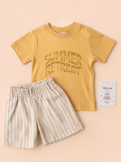 Summer Retreat Baskılı Çizgili Şortlu Bastien Takım